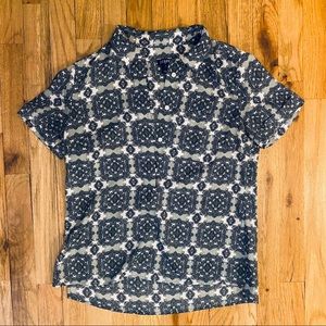 J. Crew Geometric Printed Short Sleeve Half Button Down